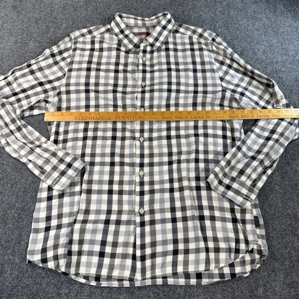 The North Face Mens Grey Black Plaid‎ Long Sleeve Button Down Shirt Large L/G